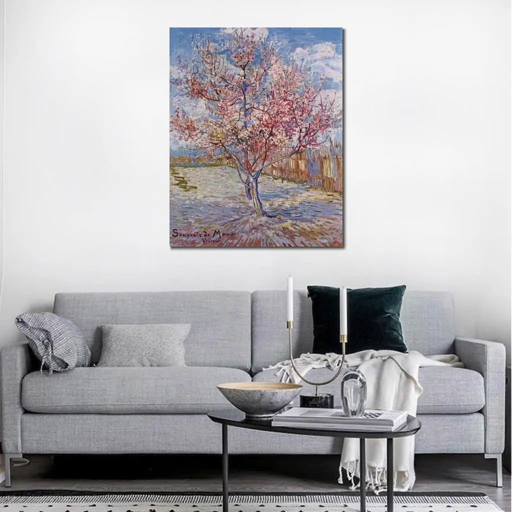 

Canvas Art Pink Peach Tree Vincent Van Gogh Oil Painting Reproduction Hand Painted Famous Artwork High Quality Modern Wall Decor