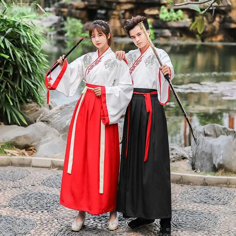 

Women Men Ancient Chinese Hanfu Vintage Folk Dance Carnival Performance Cosplay Costume Wide-sleeved Oriental Swordsman Outfit