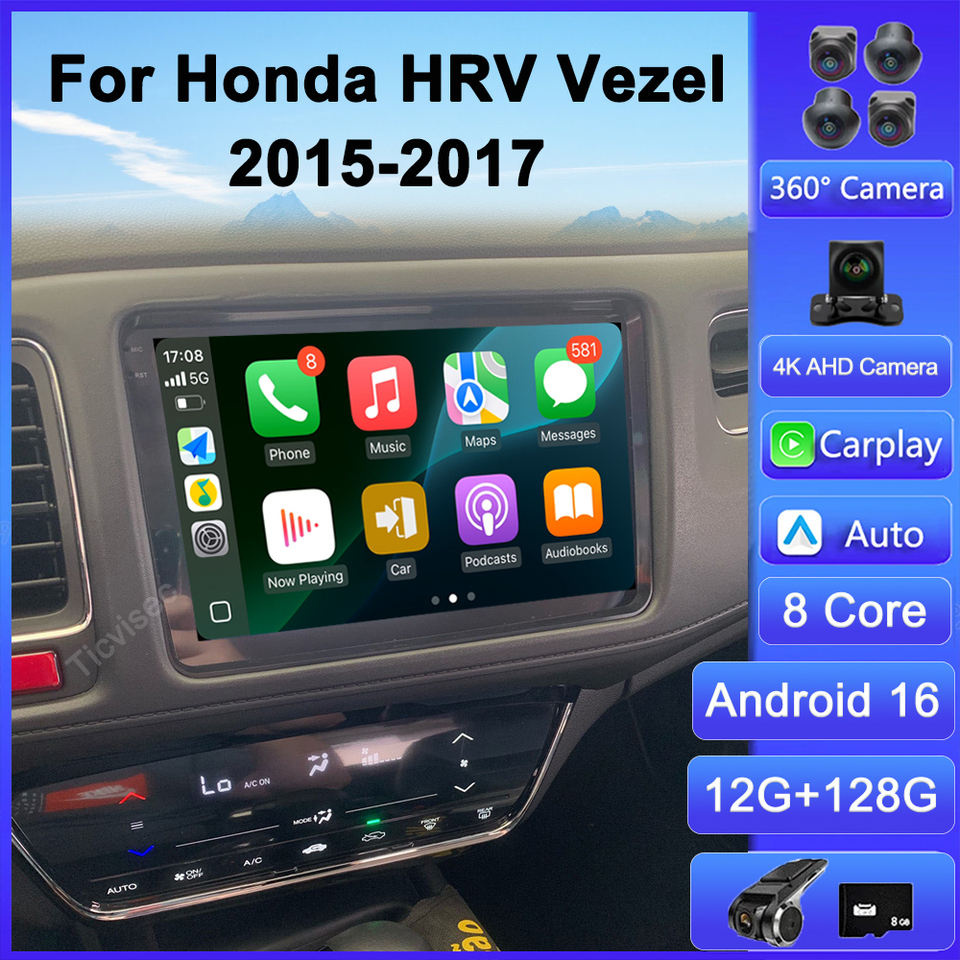 Android 16 Car Radio 2Din GPS Bluetooth Multimedia Player For Honda HR-V HRV XRV Vezel 2013-2019 Dual Camera Carplay