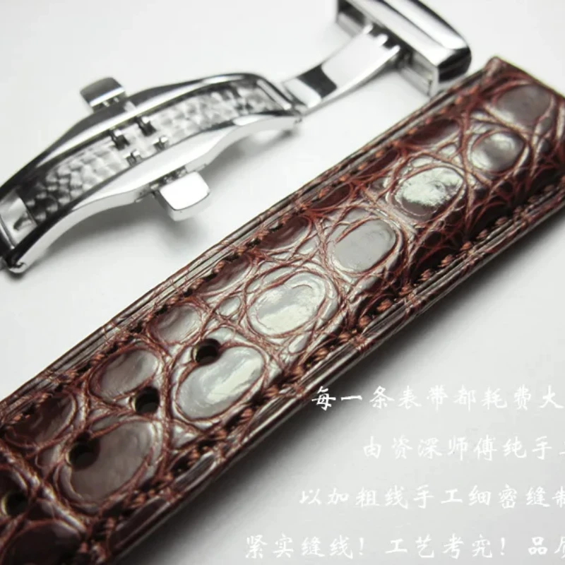 

High-end Crocodile Alligator Leather Watch Band Strap for Luxury Watches 19 20mm 21mm 22mm Handmade Butterfly buckle Wristband