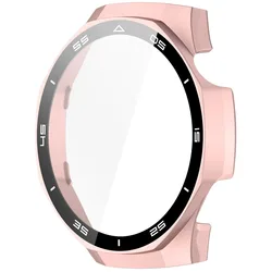 Premium PC+Tempered Glass Full Cover Case for Smartwatch - Enhanced Screen Protector Bumper (Rose Gold - 46MM)