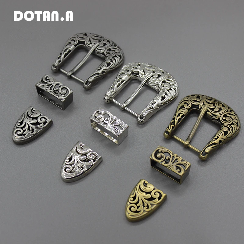 

28mm Belt Buckle Ethnic Style Waistband Clip Engraved Printed Women Leather Belts DIY Accessories Metal Pin buckles 3Piece/Sets