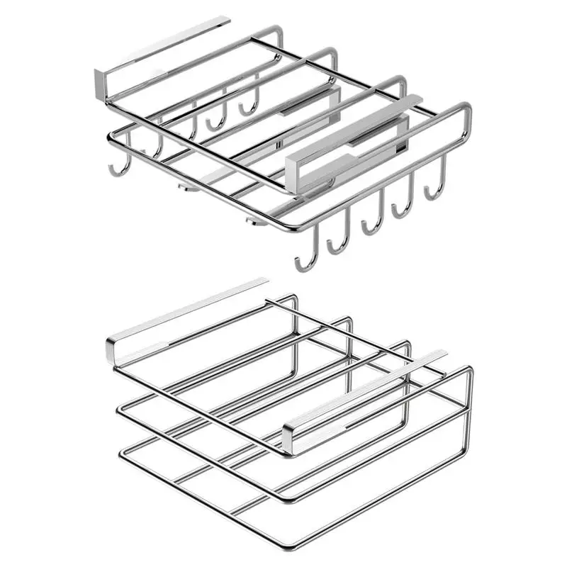 

Многофункциональная подвесная стойка, домашняя стойка-органайзер из нержавеющей стали, подвесная стойка под кухонный шкаф, органайзер с крючками