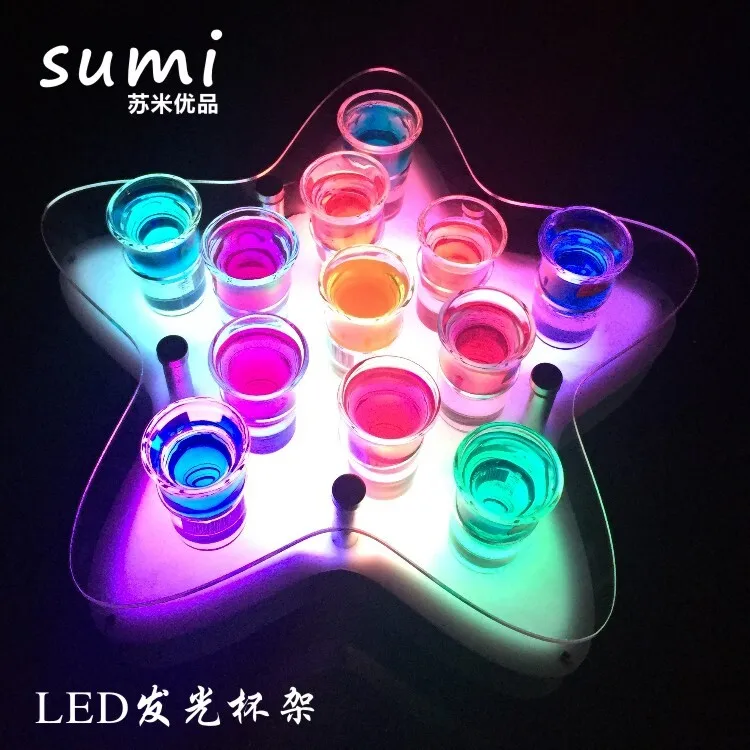 Airplane Shape LED Cocktail Glass Holder Rechargeable Shot Glass and Wine Rack for Bars KTVs and Wedding Party Decorations