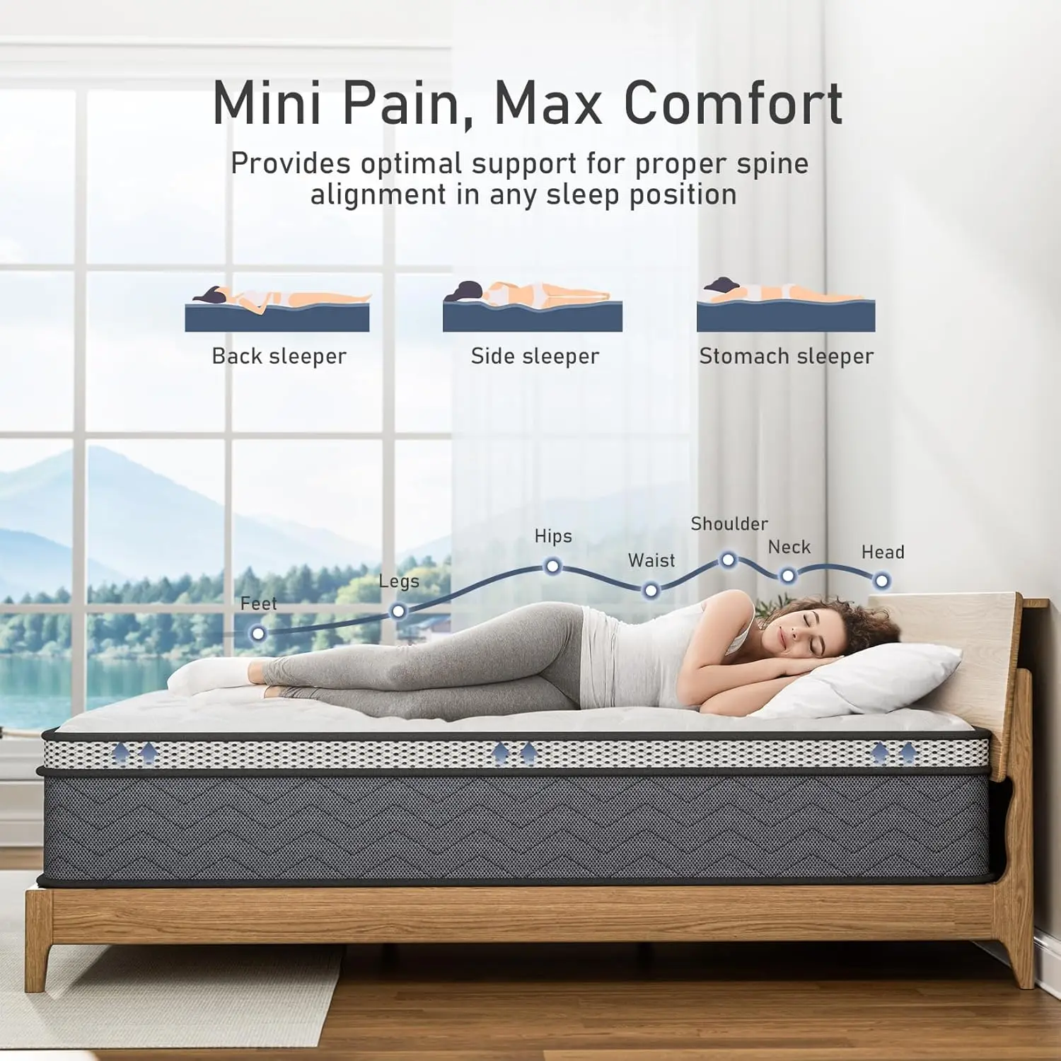 Queen Hybrid Innerspring Mattresses 10 Inch Plush Mattress Foam Spring Mattress Queen Size Mattress Bed in a Box  with Pressure 5