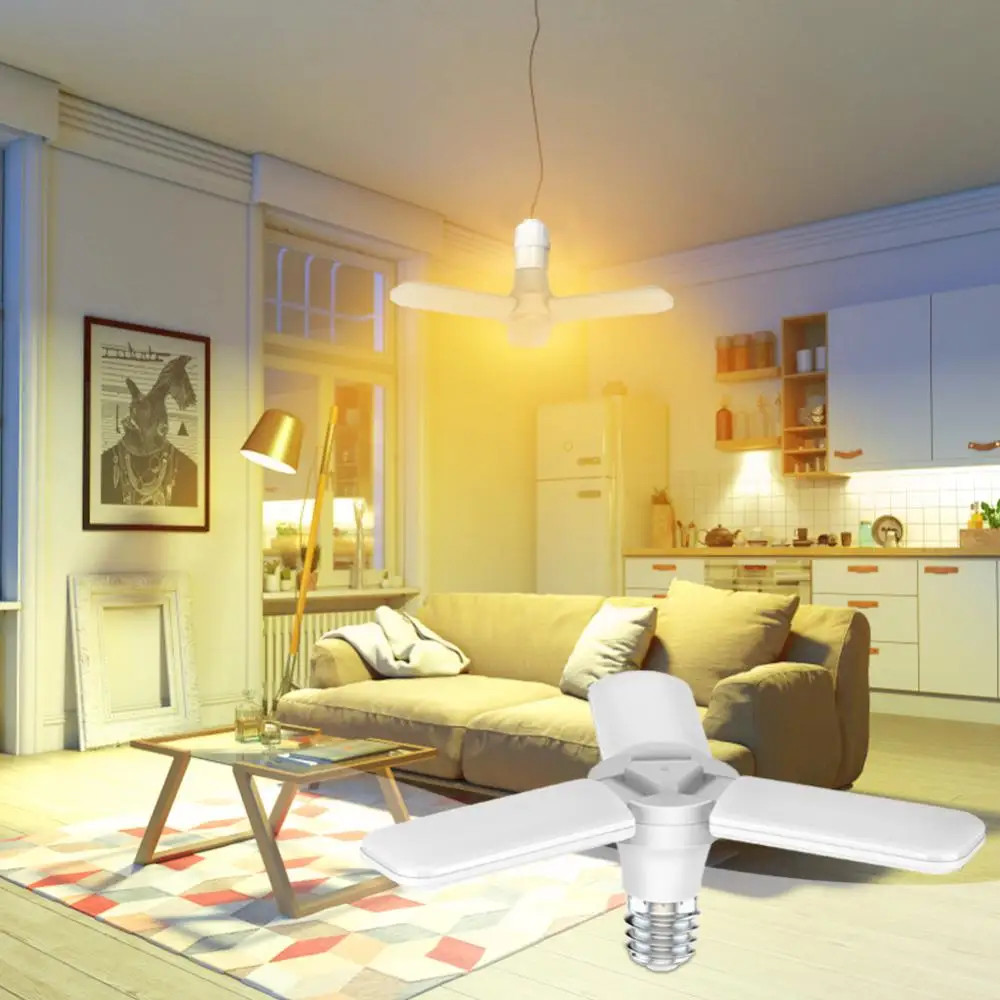 Description Picture 5 of itemFoldable LED Garage Light E27 85-265V Home Ceiling Lamps 3/4 Blade Angle Adjustable Lights Lamp Cold/Warm White 3000-6500K