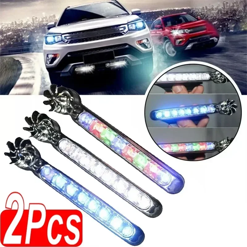 1-2pcs LED Wind Powered Car Daytime Running Light Auto Decorative Lamp with Rotating Fan No Need External Power Supply DRL Bulb