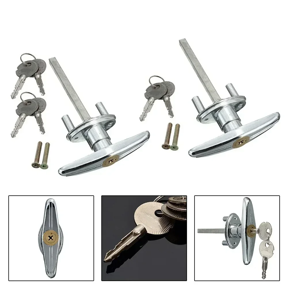 Door Lock Garage Door Lock T-Type Garage Lock Door Cylinder Crook Cross For Caravan Motorhome Hardware 2/4 Keys
