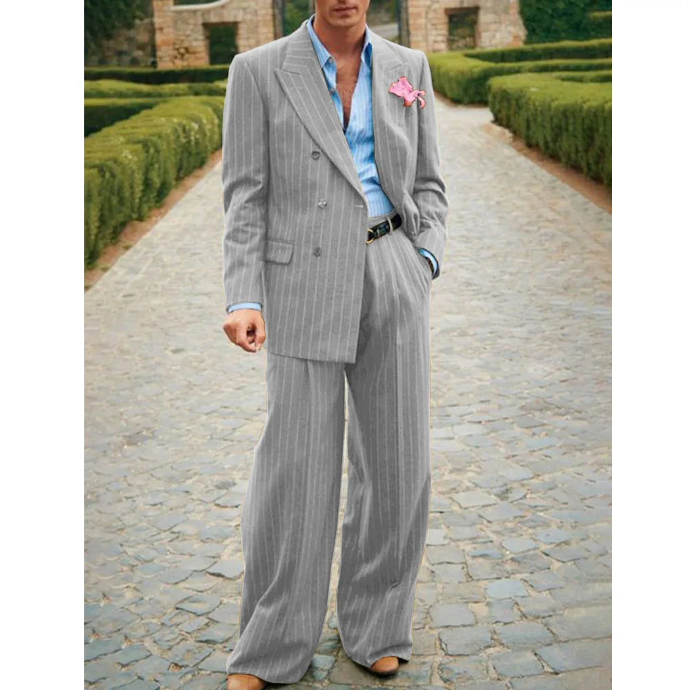 Men's Striped Suit Two Piece Elegant Fashion Suit Casual Fashion Work Wear Party Dresses Men's Halloween Costume Mens Clothing 3