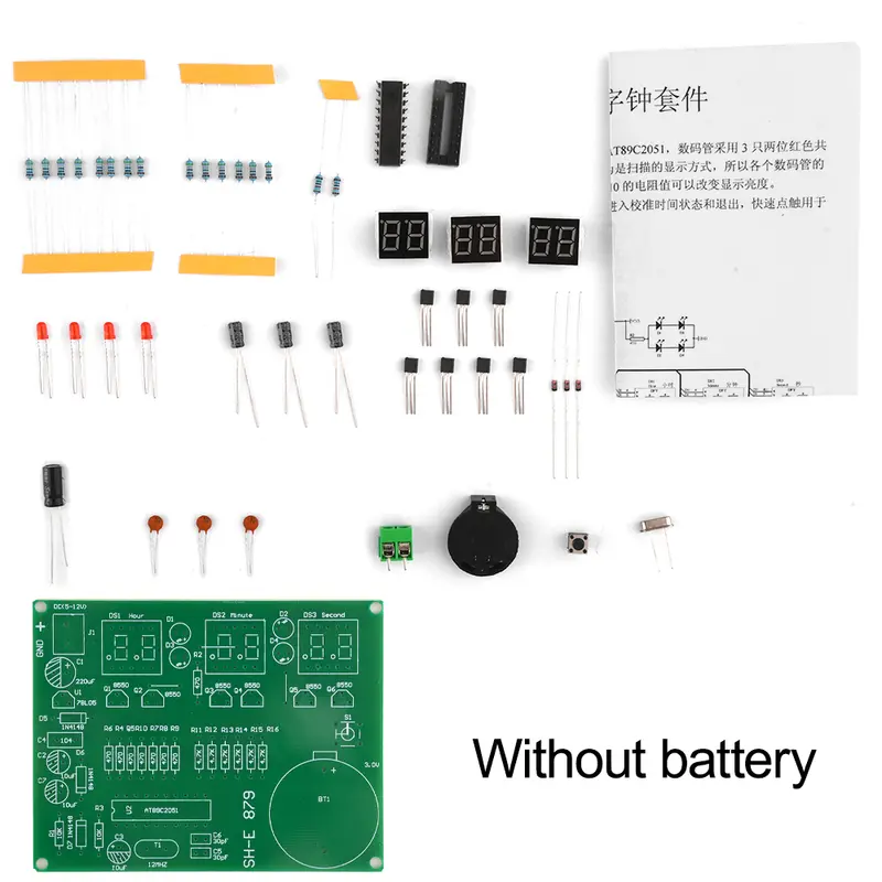 AT89C2051 Electronic Clock Digital LED Display 4 Bits Electronic Clock Electronic Production Suite DIY Kit 0.56 Inch Two Alarm - Image 6
