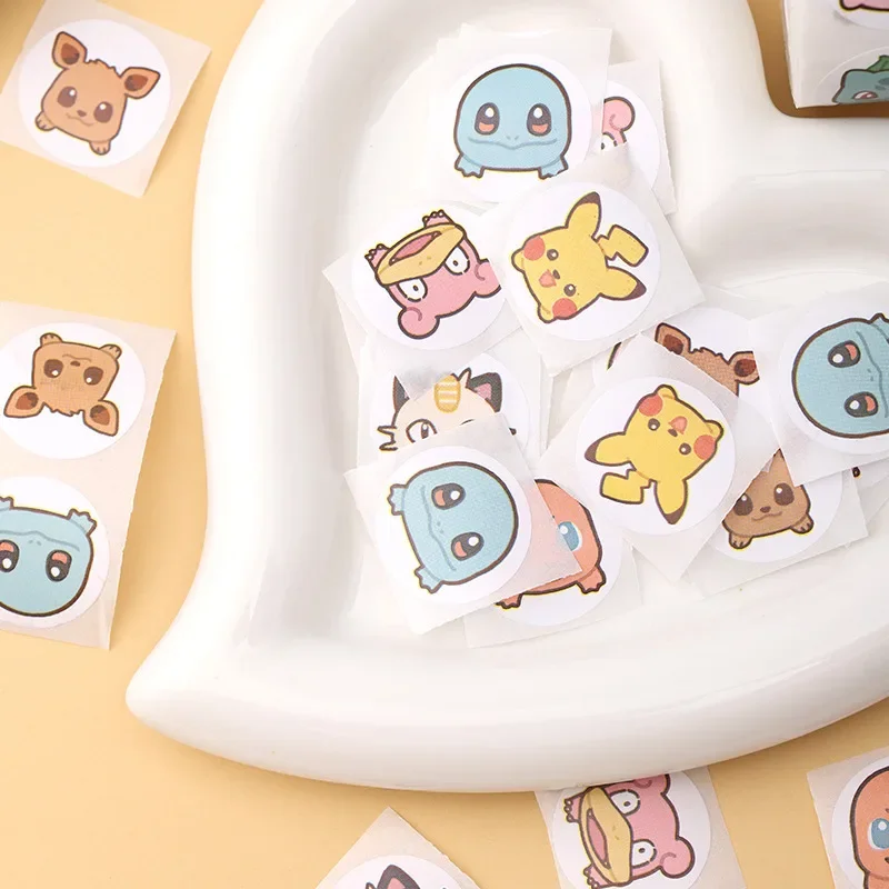 Pokemon Stickers 500/2000PCS Anime Cute Pokemon Stickers Kawaii Pikachu Charizard Round Seal Stickers Rolls Luggage Toys