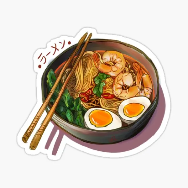 

Japanses Ramen Noodles Bowl 5PCS Stickers for Decorations Anime Stickers Cute Print Kid Car Funny Background Living Room Window