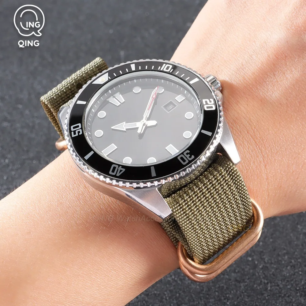 Rose Gold Buckle Woven Nylon Canvas Watch Band Strap Bracelet Accessories