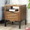 Solid Acacia Wood Nightstand with Drawers Open Shelf Pre-Assembled Rustic Industrial Modern Side Table Home Storage Decor 1
