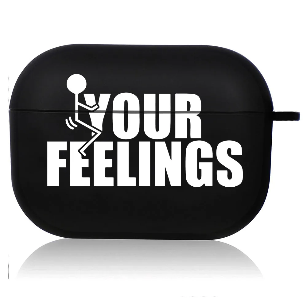 Creative Line Art Black Airpod Case - Cute Cartoon Design