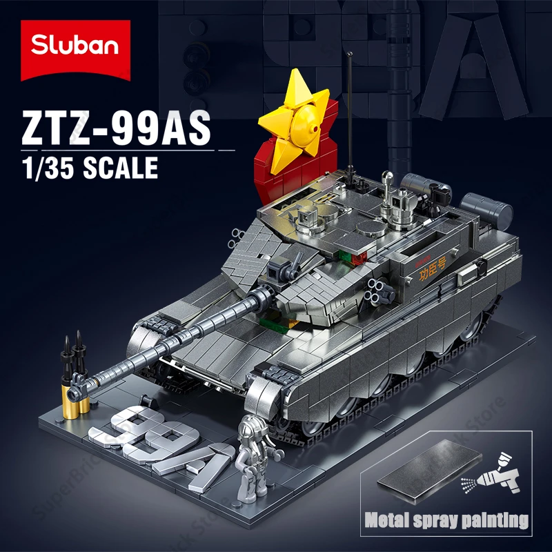 

First New Sluban M38-B1234 Military Affairs ZTZ-99AS Tank Building Block World War II Weapon Vehicles Brick Model Toy Kids Gift