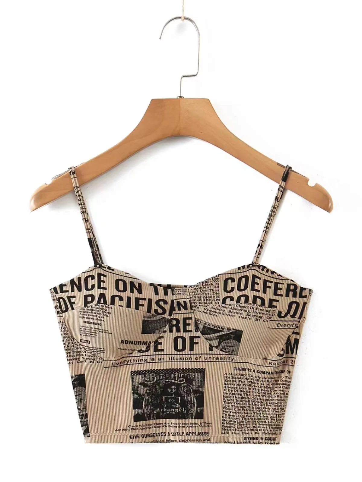 

UNUTH Girls Brown Letter Print Camis 2022 Spring Summer Fashion Ladies Strapless Type Female Vintage Sexy Slim Basic Short Camis