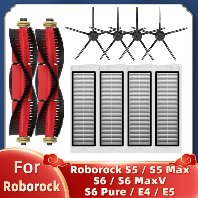 For Xiaomi Mi Robot Vacuum Cleaner 1 / 1S SDJQR01RR SDJQR02RR SDJQR03RR Roborock S502-00 S5 Max S6 Main Side Brush Hepa Filter Set K