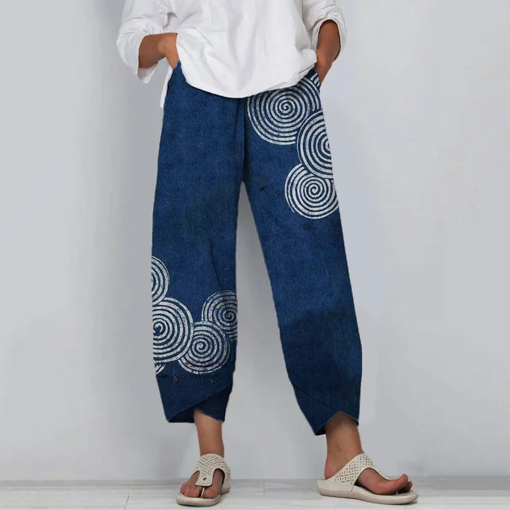 2024 New Fashion 3D Octopus Print Pocket Pants For Women Retro Home Casual Pants For Women Plus Size Elasticated Belt Pants 2