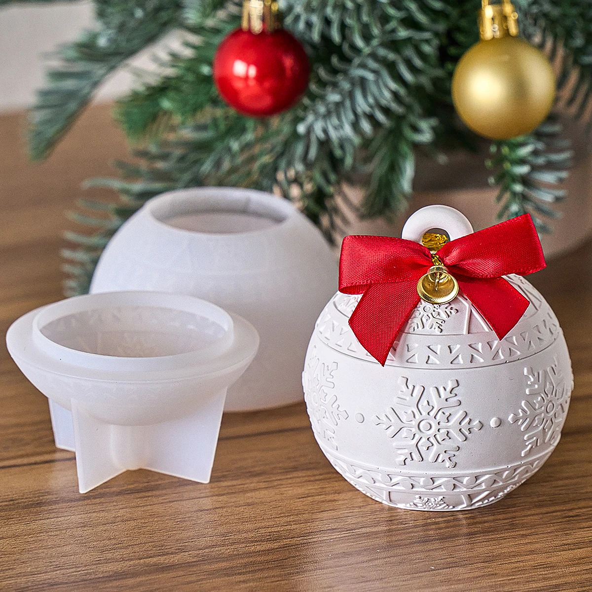 Round Christmas Jar Silicone Mold DIY Handmade Relief Berry Snowflake Scented Candle Jar Gift Box Plaster Craft Mold Home Decor