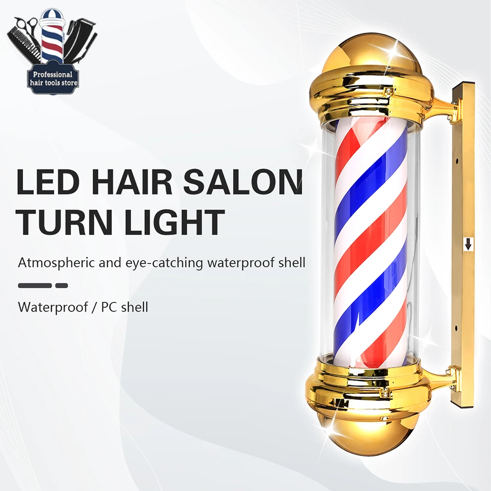 New Barber Light Pole Montaggio A Parete Led Light Cilindrico Barbershop Lampada Rotante Segni Classici Per L'Uso In Parrucchiere