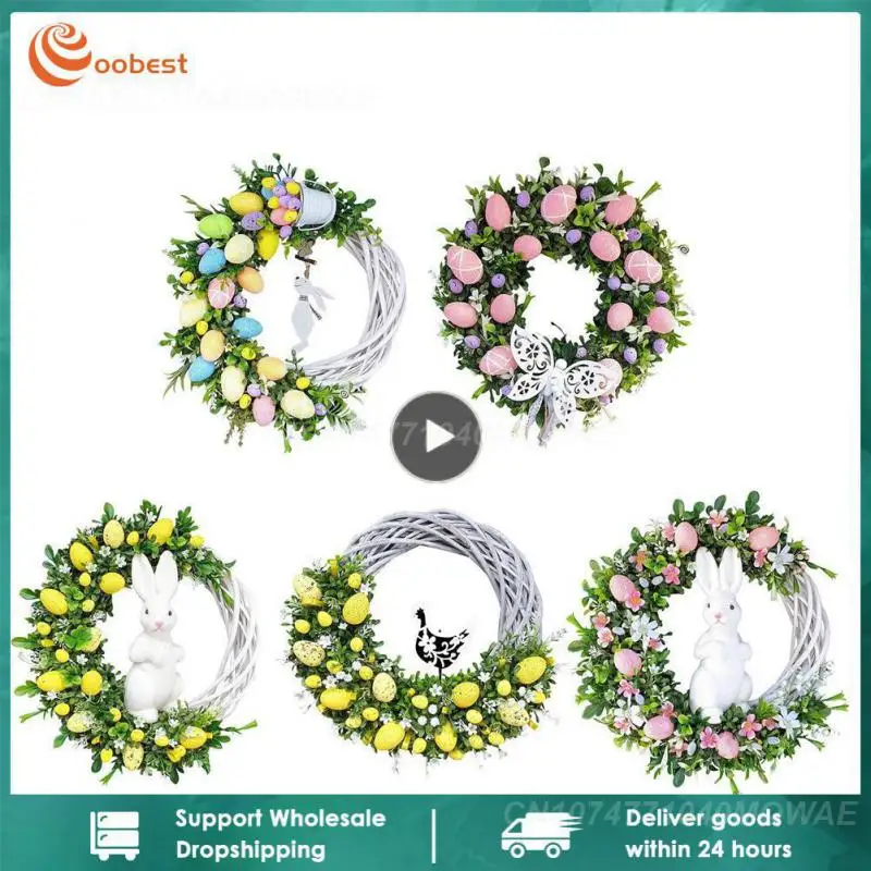 

Новый Пасхальный венок в виде кролика, Настенный декор, счастливый Пасхальный кролик, домашнее фотографическое украшение