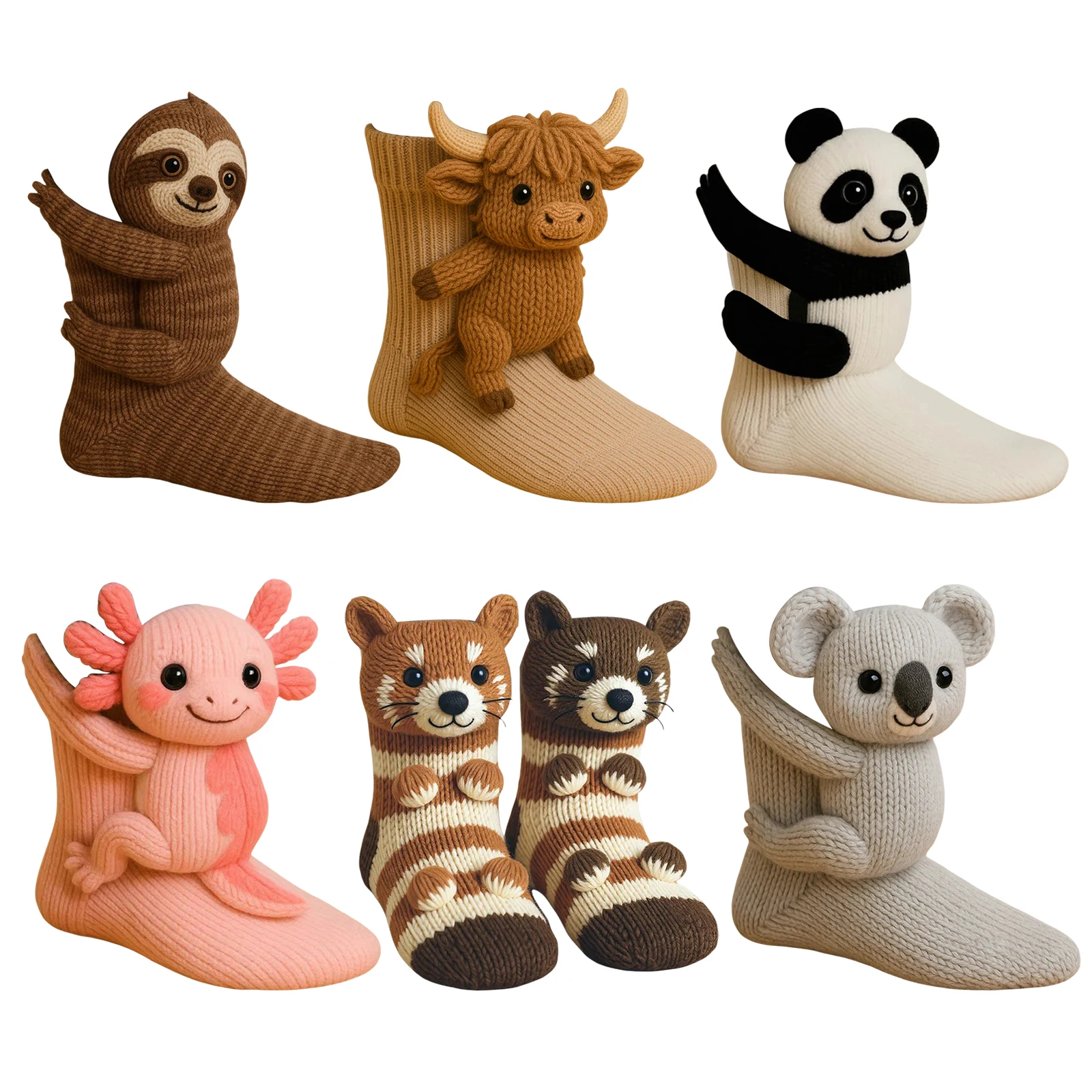 1 Pair Crochet Animal Slipper Socks Handmade 3D Knitted Thermal Boot Socks Cotton Home Sleeping Socks for Women Girl Xmas Gifts