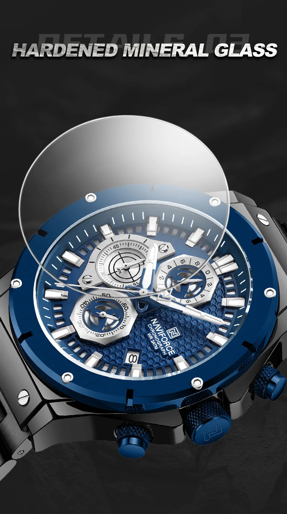 Naviforce 8026 Chronograph Stainless Steel Watch description image 11