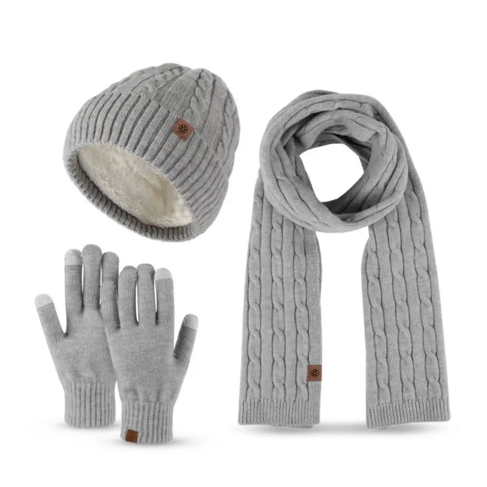 3 in 1 Beanie Hat Scarf Gloves Set Touchscreen Gloves Soft Winter Hat Cold Weather