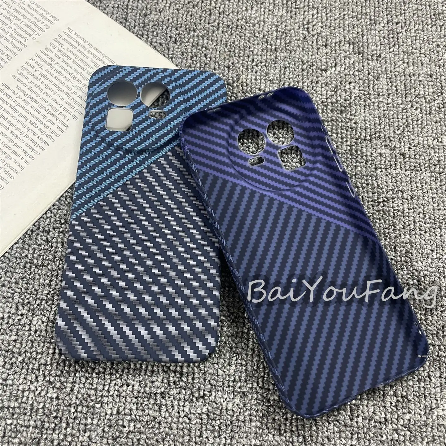 Luxury Carbon Fiber Pattern Color-Blocked Twill PC Shockproof Bumper Case