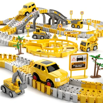 Toddler Boy Toys 236 PCS Race Tracks Toys Gifts for 3 4 5 Year Old Boys Kids, 6 PCS Construction Car Toys Gifts for 2 3 4 5 Year 1