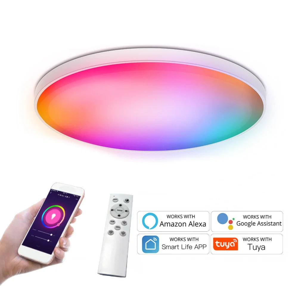 Tuya WIFI chytrá LED strop světel 110v-240v RGB stmívatelné strop lamp kolo strop lampa pro ložnice žití domácí alexa google
