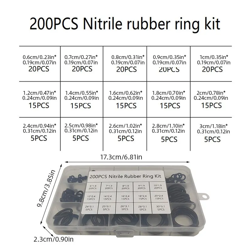 Rubber O-rings Faucet Hose Connector Seal Valve Water Proof Machine Oil Proof Washer Combo Set Accessories 200pcs rubber o rings