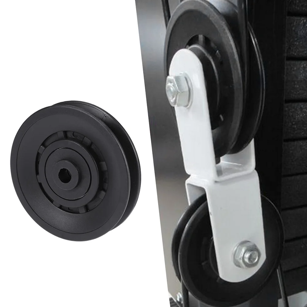 Universal Bearing Pulley Wheel Abration Pulley Bearing 90mm Wearproof Gym Parts Replacement for Fitness Accessories 4pcs Black 3