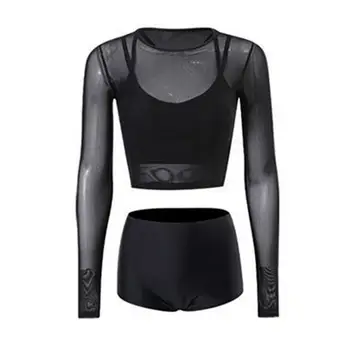 Bikini Sets For Women 3Pcs Soft Swimsuits Bikini Set With Sun Protection Blouse Elastic Comfort Polyester Swimwear For Honeymoon 1