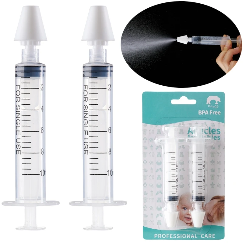 Needle Tube Silicone Baby Nasal Aspirator with Spray Tips Portable Quick Rinse Baby Nasal Irrigator Nose Sucker for Infants Kids