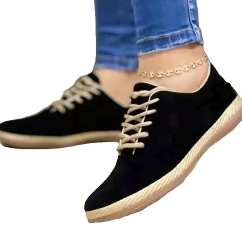 Plus Size Women's Shoes 2024 Spring Autumn Round Toe Lace-up Light Casual Women's Shoes Vintage Comfort Flat Women Loafers 5