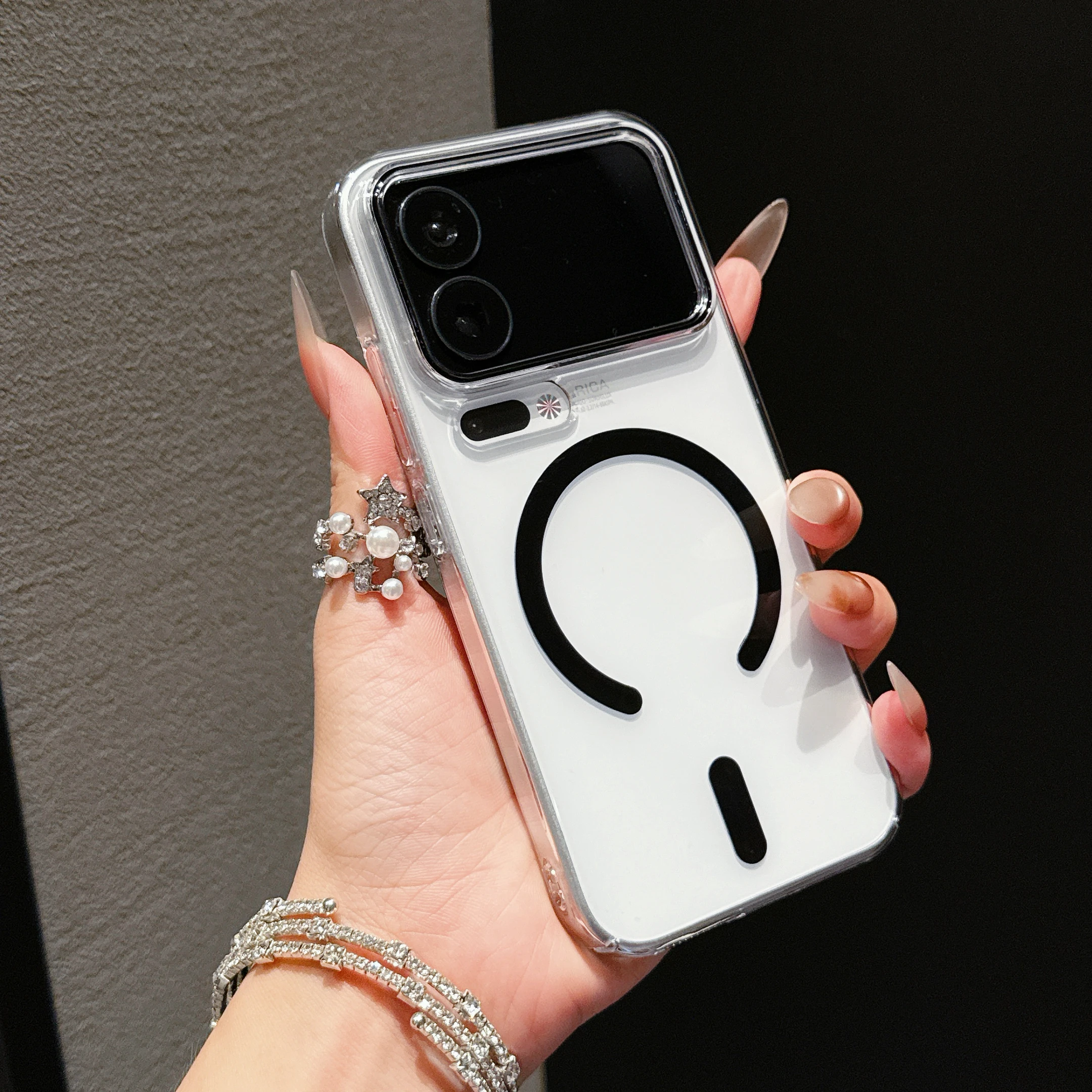 Crystal Clear Hard PC Candy Magnetic Phone Case for Wireless Charging - Ultra Slim Cover