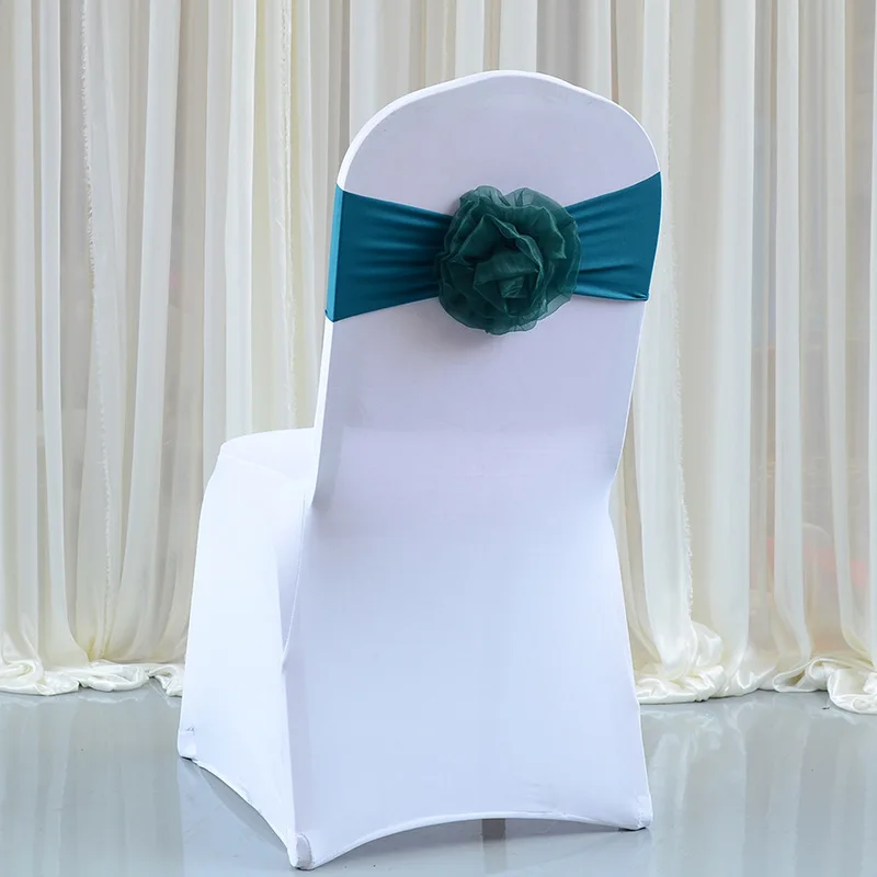 10Pcs/50pcs Elastic Tie Free Flower Bow Band Chair Sashes Wedding Chair Knot Cover Band Bow Ties Party Banquet Chair Sashes