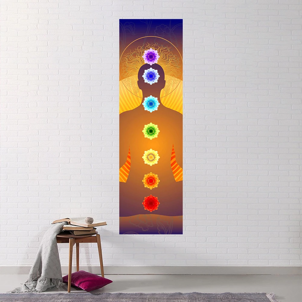 Indian Buddha Statue Meditation 7 Chakra Tapestry Wall Hanging Mandala Tapestries Wall Hanging Psychedelic Yoga Wall Hanging 2