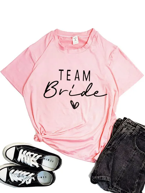 Women Team Bride Bachelorette Party Shower Hen Party Bridesmaid T-Shirt 2022 Girls Wedding Female Tops Tees B2725A-Pink