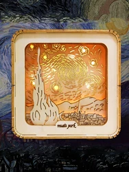 Enchanting 3D Wooden Castle Puzzle Night Light - Decorative Gift (Starry Sky)