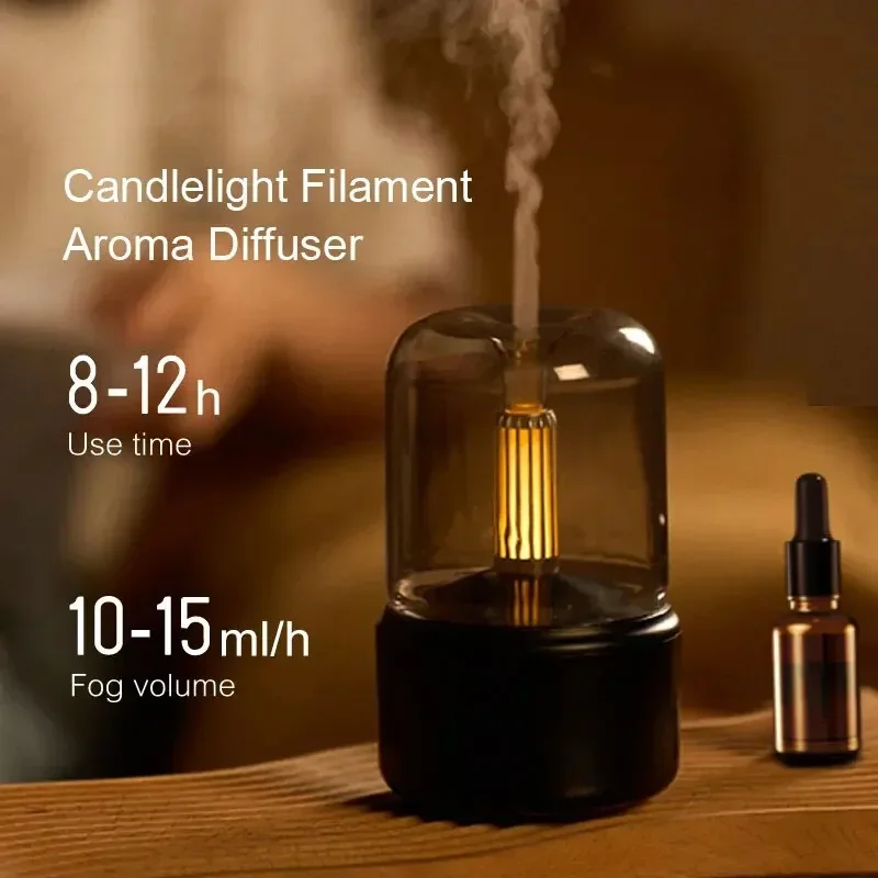 Stylish Candlelight Night Light Aromatherapy Machine USB Plug-in Desktop Ambience Candlelight Home Aromatherapy Humidifier