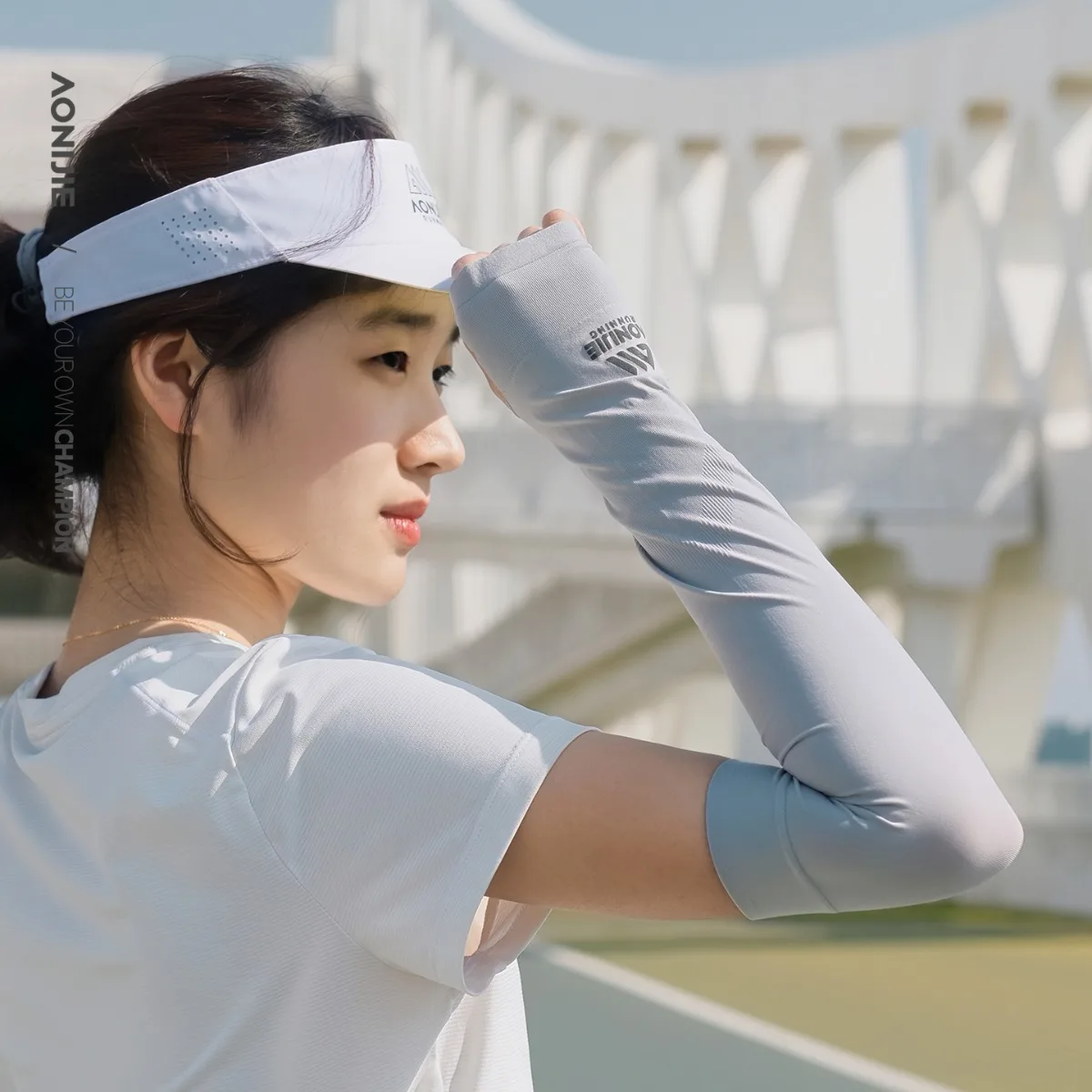 AONIJIE E4445 냉각 팔 슬리브 UV 차단 기능이 있는 경량 통기성 방수 신축성 있는 손가락 구멍이 있는 야외 스포츠용