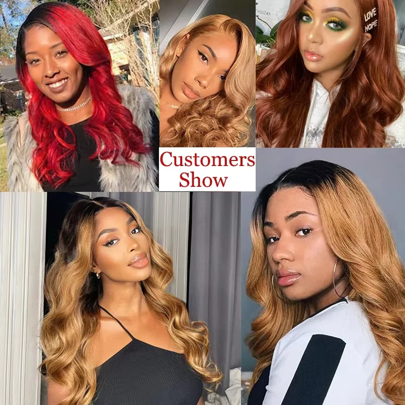 Brazilian Human Hair Bundles 1B/27 Ombre Brown Body Wave Hair Weave Bundles 8-26inch Remy Extension 1/3/4 PCS KEMYHAIR