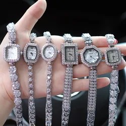 Newly Launched Diamond Dial Quartz Women's Watch Square Steel Band Pointer Waterproof Japanese Movement Female Relogio +box