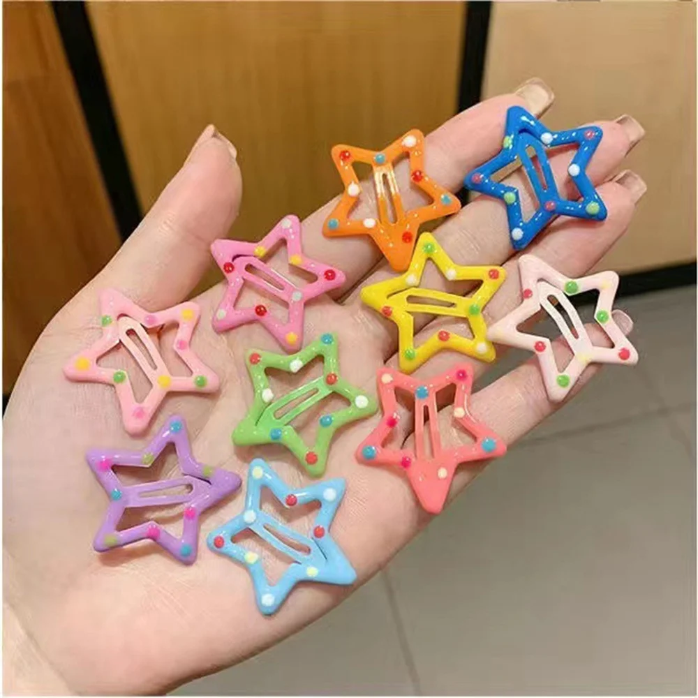 

10PCS Y2K BB Star Hairclips Women Metal Snap Hairpins Colorful Side Hair Barrettes Girls Clip Headdress Kids Hair Accessories