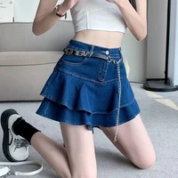 Vintage Denim Mini Skirts Women Summer Sexy Solid Colour Ball Gown Skirts Jeans Female Casual Pocket Slim A-line Mini Skirts - Image 6