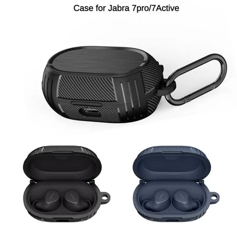 Per Jabra Elite Active 75T Custodia Di Lusso Armatura Militare Custodia In Fibra Di Carbonio Forjabra Elite 7 Active /Elite 7 Procase Con Moschettone
