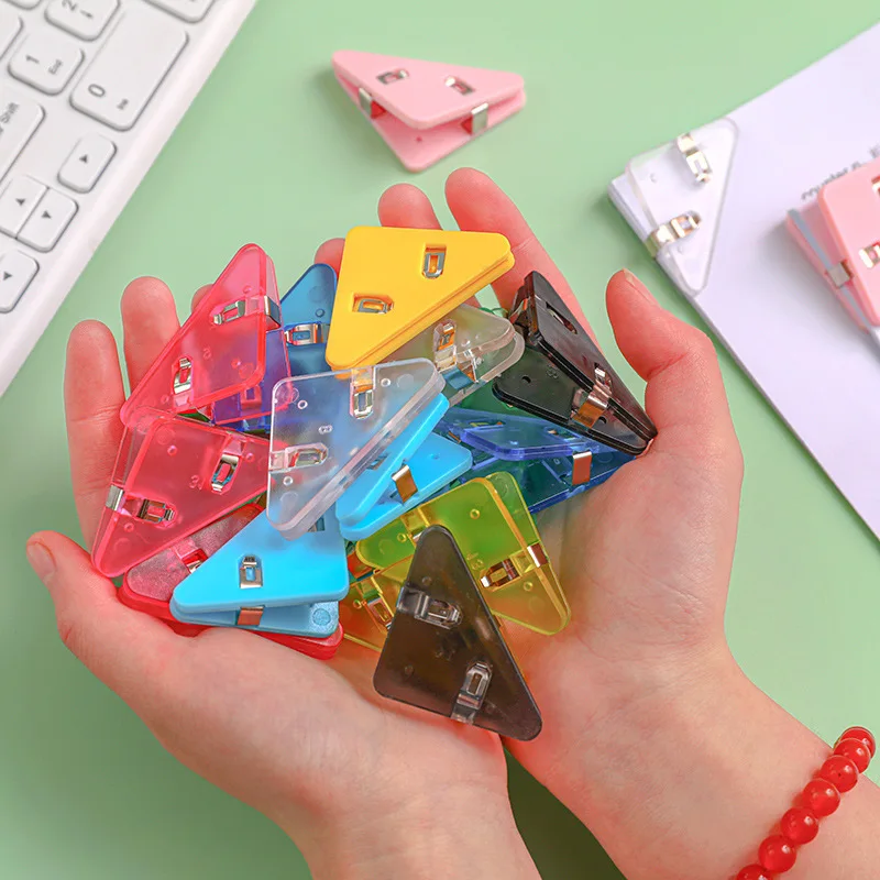 

27pcs,Mixed Office Triangle Book Clip Color Plastic File Folder Test Paper Book Anti-roll Multi-functional Right Angle Clip